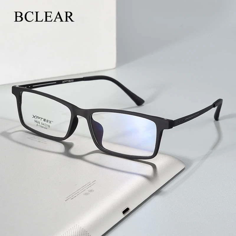 

BCLEAR Optical Eyeglasses Frame for Men and Women Titanium Flexible Legs with TR-90 Plastic Front Rim Eyewear Spectacles Frame