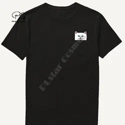 2020 Men's T Shirt Fashion Brand New pocket cat Cartoon print t-shirt men's Cotton Short sleeve Hip hop tops funny Harajuku tees