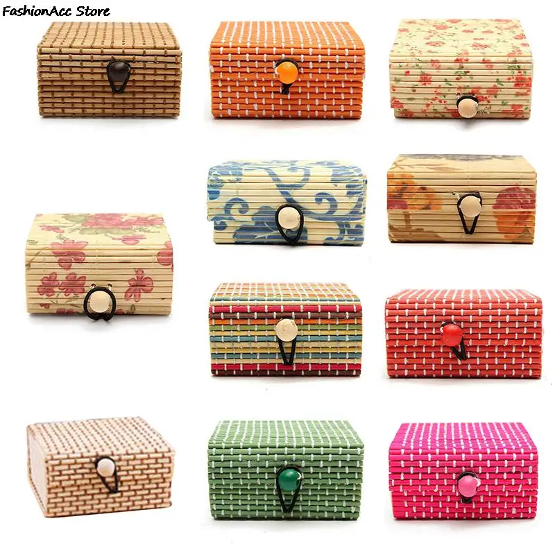 11  High Quality Colors Bamboo Wooden Jewelry Storage Boxes Ring Necklace Earrings Storage Boxes1PCS