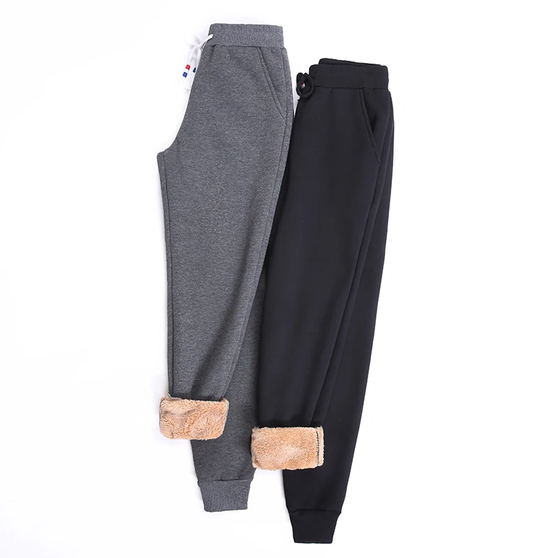 OUMENGKA Women Winter Thick Lambskin Cashmere Pants Warm Female Casual Cotton Pants Loose Harlan Long Trousers S-5XL 3XL 4XL