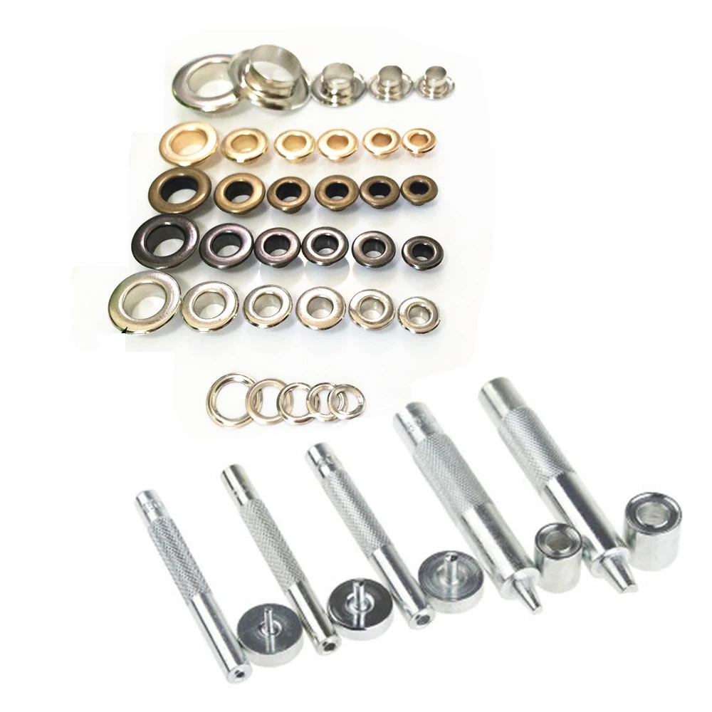 XUNZHE size 3.5mm -10mm 50pcs  Eye tool grommets rivets but buttonholes multicolored buckle laces eye metal hole eyelet tool