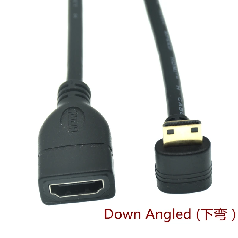 1080P Mini HDMI-compatible To HDMI Cable Male To Female 90 Degree Right Angled Converter Adapter M-F Extension Adapter Connector