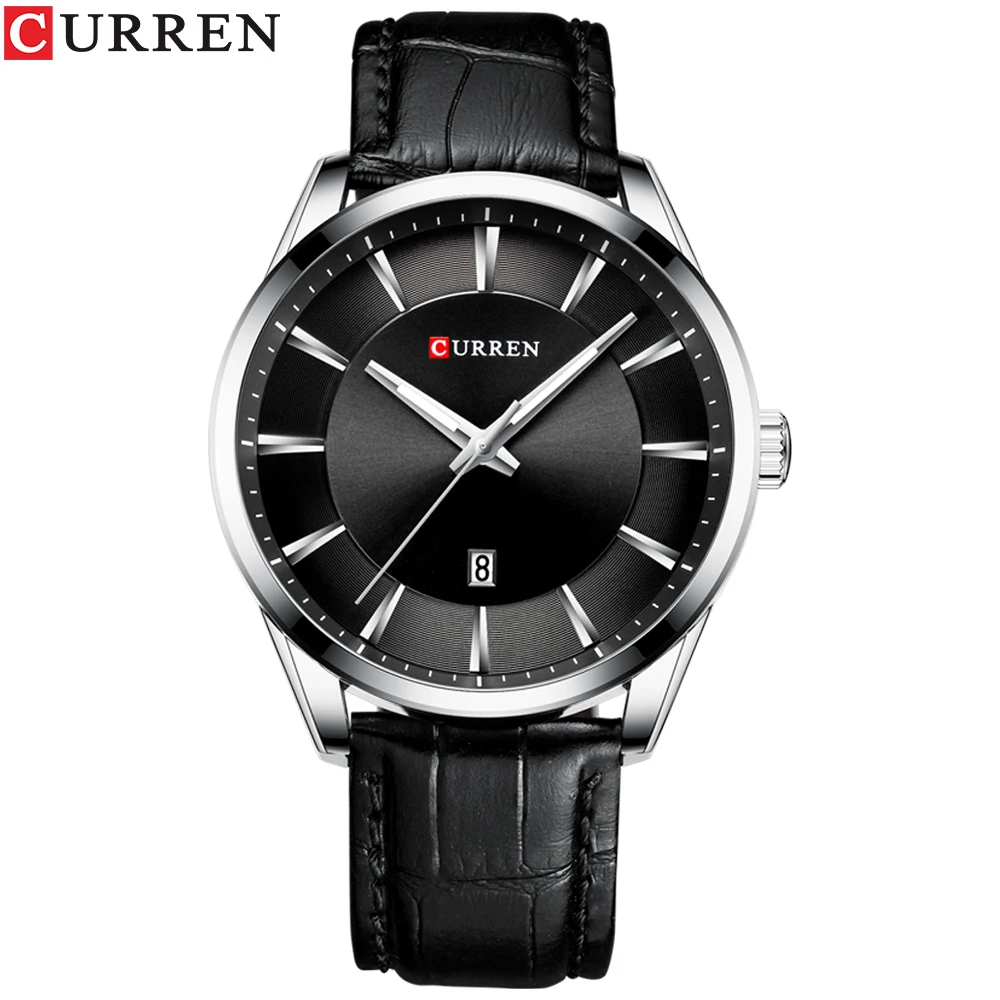 CURREN-Relógios masculinos de quartzo com pulseira de couro, marca de luxo superior, relógio de negócios, novo
