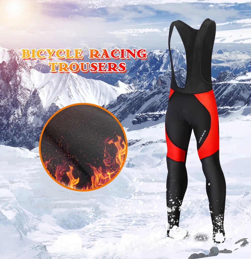 WOSAWE männer Radfahren Bib Hosen Mit 5D Gel Padded Winter Thermische Fleece Warme Mountainbike Hosen Fahrrad Strumpfhosen Hosen shorts