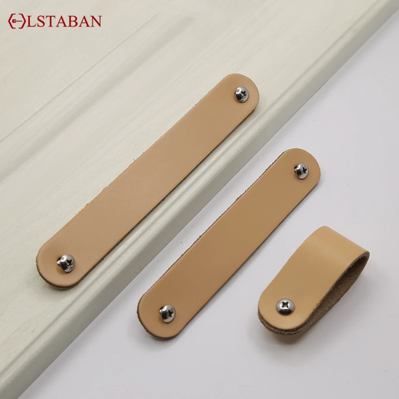 LSTABAN Modern Minimalist Furniture Cabinet Door Handle Leather Handle Drawer Wardrobe Leather Wine Cabinet Door Handle