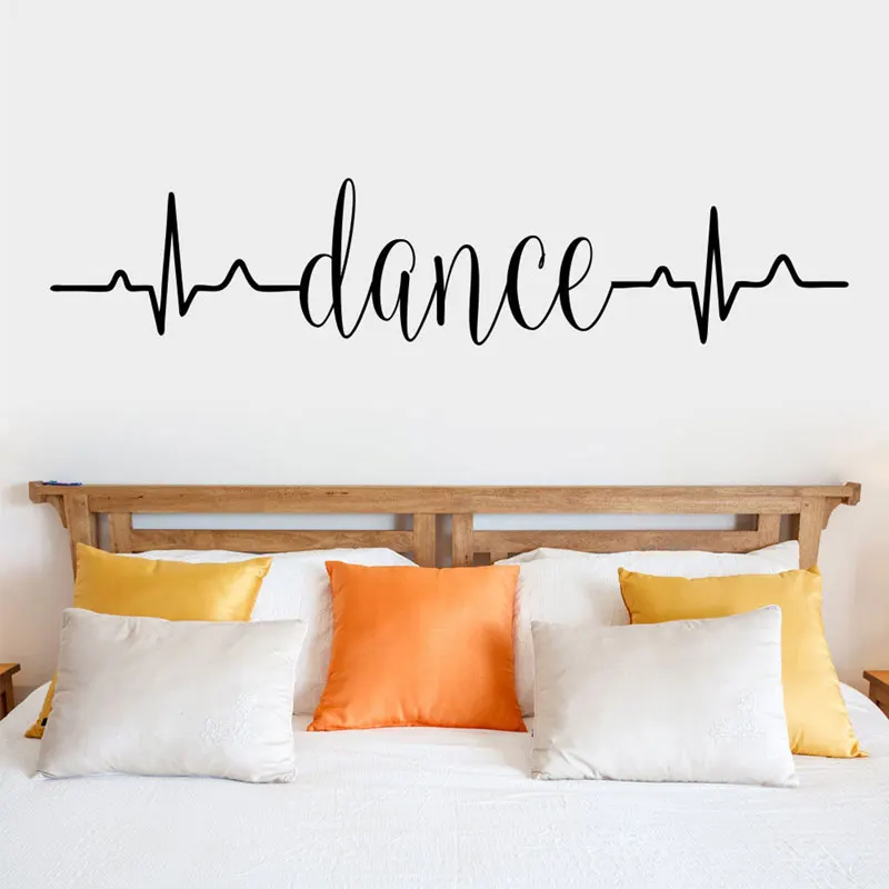 Dance Words Heartbeat Wall Sticker Vinyl Home Decor for Girls Room Bedroom Dance Studio Decoration Decals Removable Mural 4847