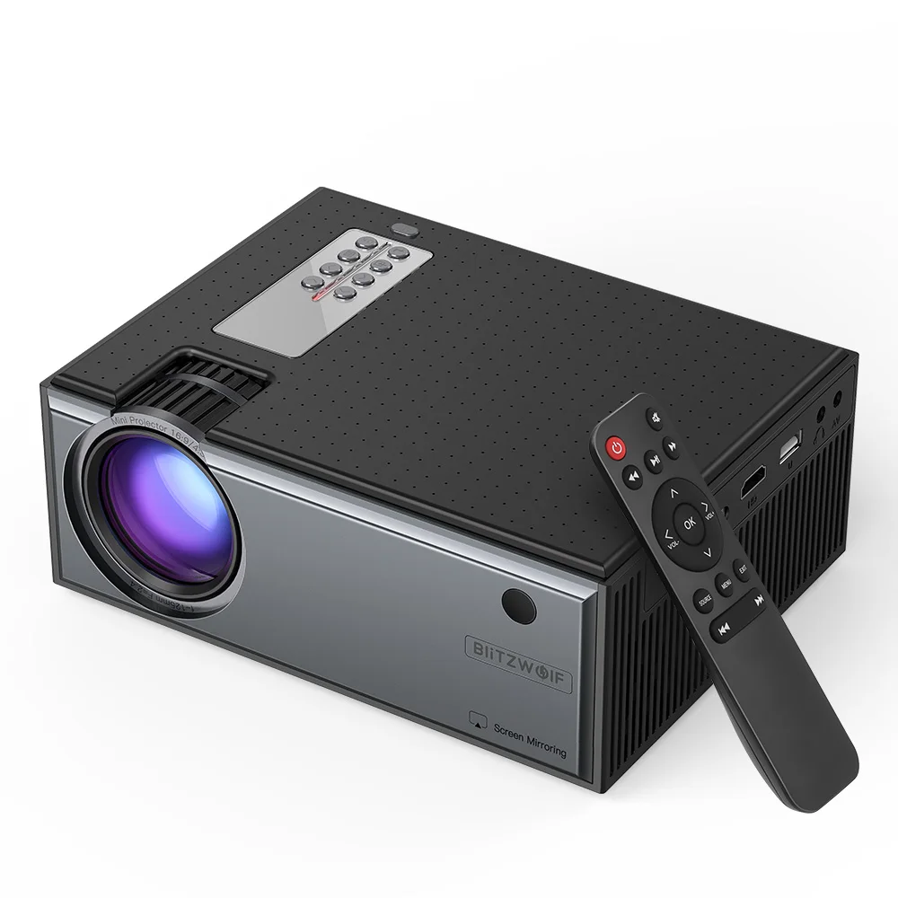 Blitzwolf BW-VP1-Pro LCD Projector 2800 Lumens Phone Same Screen Version Support 1080P Input  Audio Wireless Theater Projectors