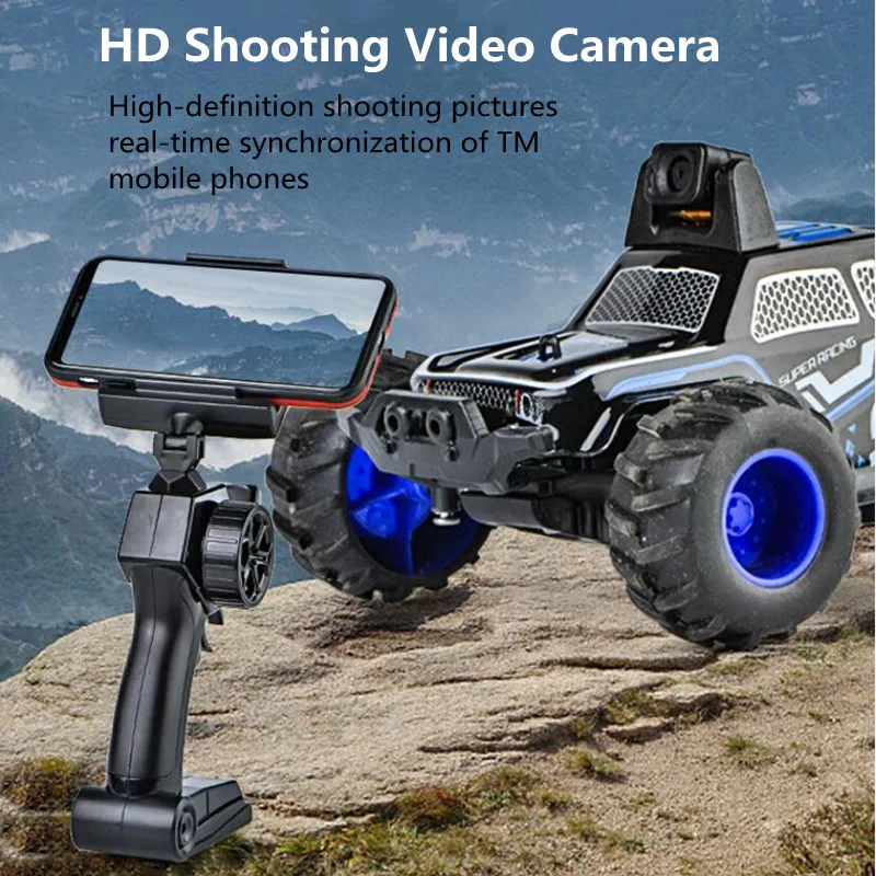 wifI FPV Mini Portable High Speed Off-Road RC Car 1:32 Strong Shock Absorber Video Camera Dual LED Light Remote Control Car Toy