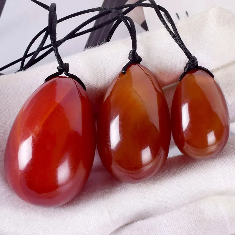 Natural Red Carnelian Jade Yoni Egg Set Vaginal Massage Balls Drilled Kegel Exercise Vagina Muscle Tightening Health Care Repair