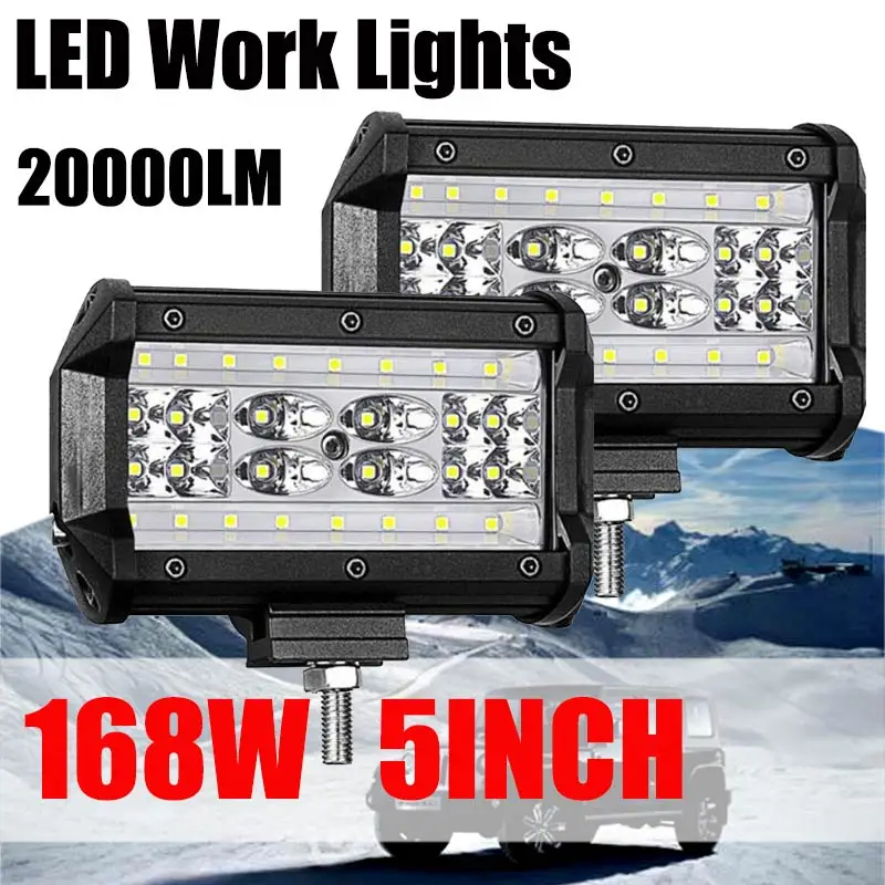 

LED Work Light Bar 168W 5inch Headlights for Tractor Boat ATV SUV Jeep Truck Driving Lamp Combo led Beams Offroad Fog Lights