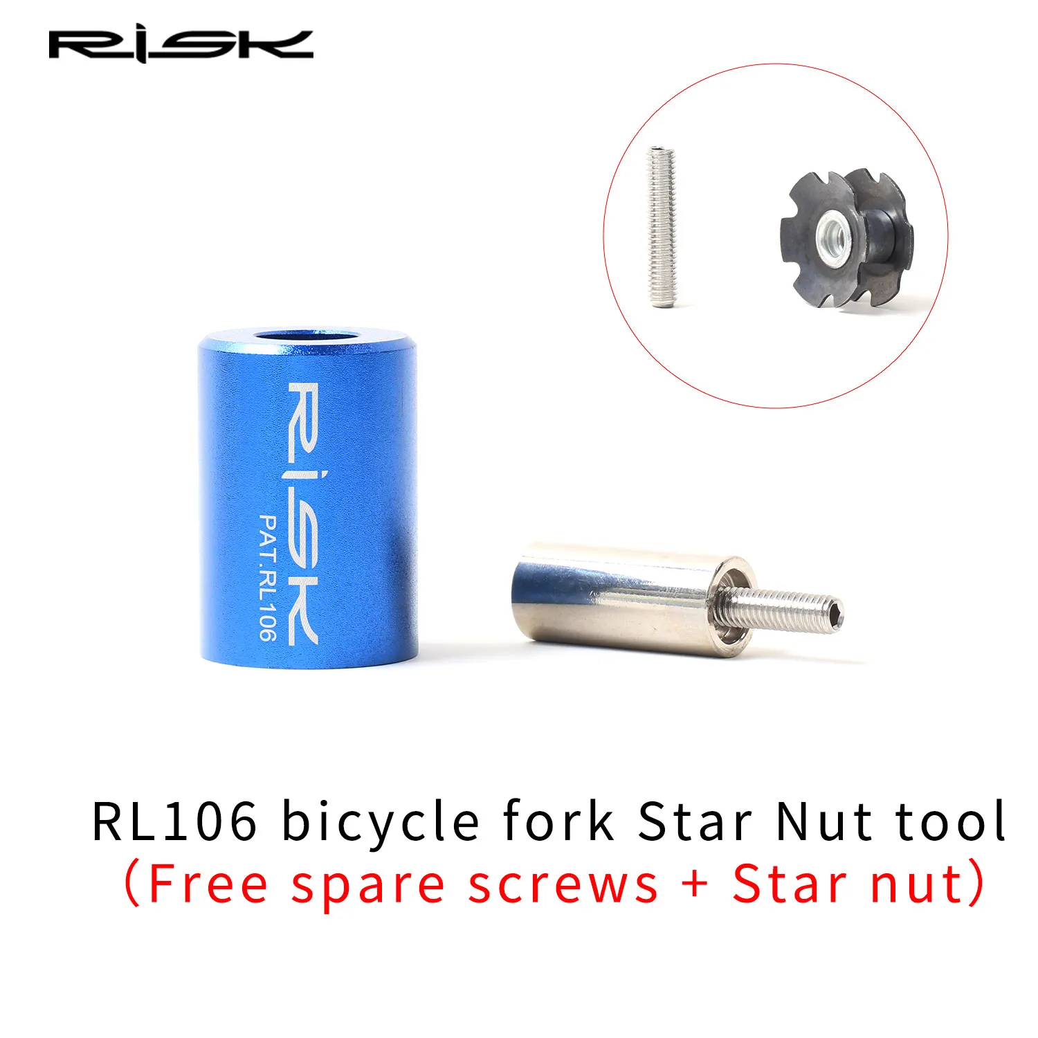 RISK RL106 Bicycle Bike Fork Star Nut Driver Tool Setting Installer with Free Spare Screw and Star Nut 28.6mm 1 1/8\