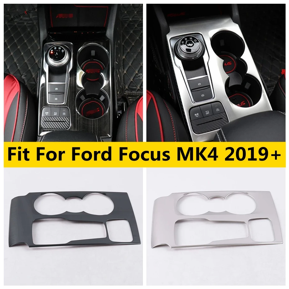 

Stainless Steel Silver / Black Central Console Gear Shift Box Decor Panel Cover Trim For Ford Focus MK4 2019 - 2021 Accessories