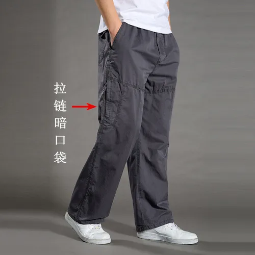 Imagen 2 del producto Pantalones Cargo para Hombre, ropa de trabajo de algodón para verano y primavera, novedad en talla grande 6XL, pantalones de chándal informales para escalar, pantalones de otoño para Hombre