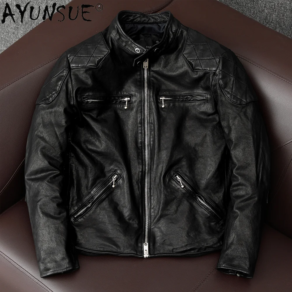 Sheepskin Real Coat Genuine Leather Jacket Motorcycle Coats and Jackets Korean Men Clothing Chaqueta De Cuero Hombre WPY3800