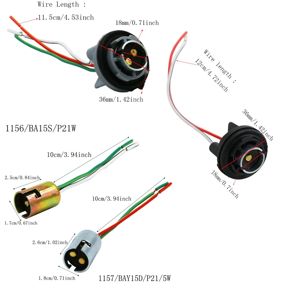 1X Car LED Light holder socket plug adapter wiring harness Connector S25 7528 1156 1157 BA15S BAY15D BAU15S 7440 7443 T20