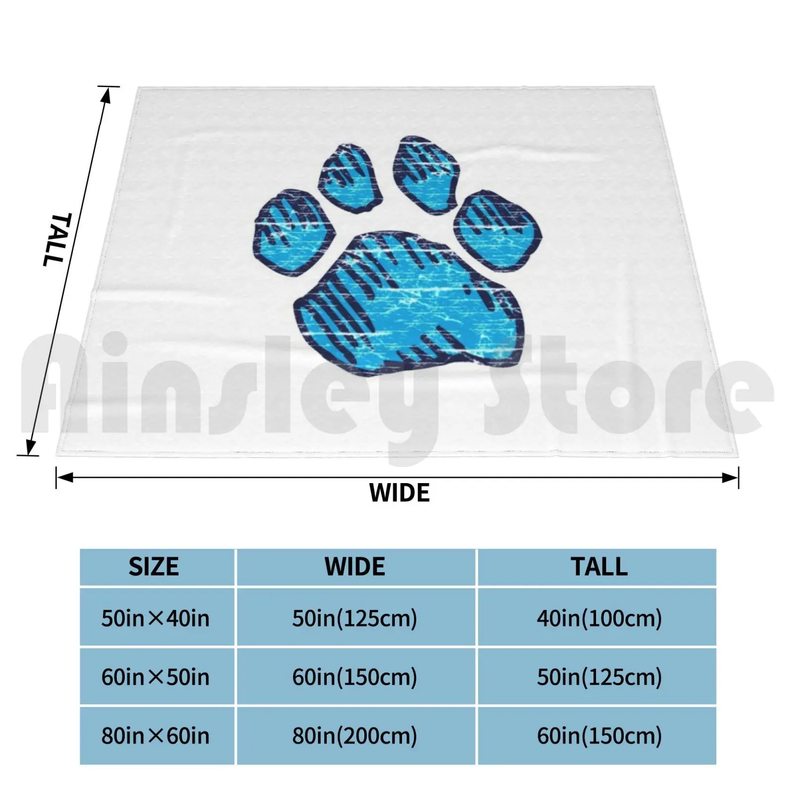 Blanket Wildcat Paw Print Vintage 837 Cats Tigers Wildcats Lions Cougars Panthers Printed