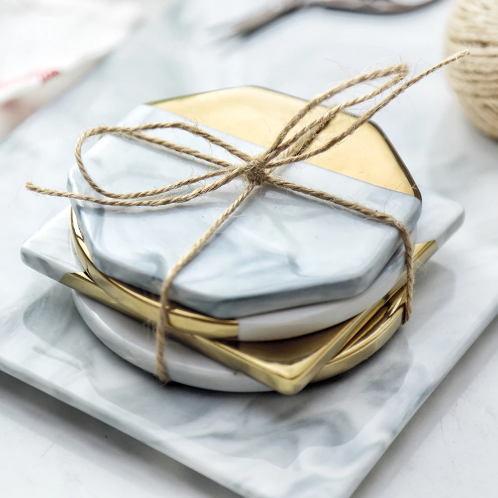 Creative Ceramic Coaster Emulation Marble Coffee Cup Mat Desktop Table Decoration Drink Coasters For Glass Placema Kitchen Tool