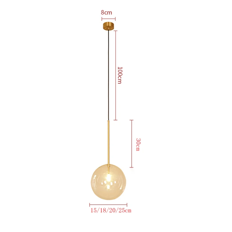 Lampe LED Suspendue en Forme de Boule de Verre Transparente, Style Nordique, Post-Moderne, Minimaliste, pour Cuisine, Chambre à Coucher, Restaurant