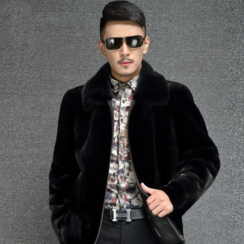 Mens Mink Coat Real Fur Men Warm Winter Jacket Brown Natural Fur Coats and Jackets Short Luxury Overcoat Man 6906 KJ2405