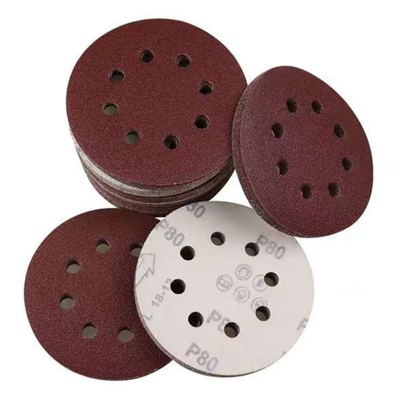 10 pces 125mm lixa forma redonda discos de lixamento gancho loop lixa folha de polimento de papel 8 furos lixadeira almofada
