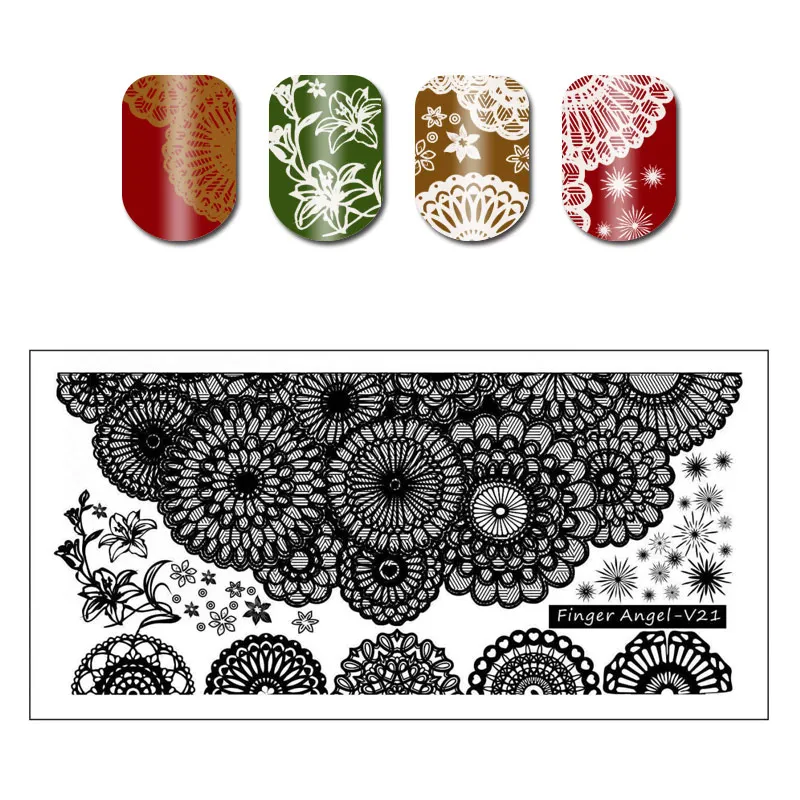 1Pc girasole Nail Stamping Plates Geometric Nail Template Plate rettangolo Stencil Stamp per Nail Art Decoration Manicure Finga1