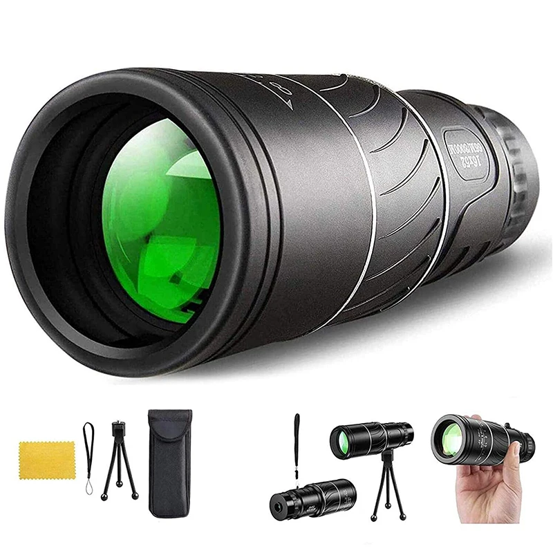 16x52 Telescope High Definition Bak4 Monocular Day & Night Vision IPX7 Waterproof with Smartphone Holder & Tripod Bird Watching