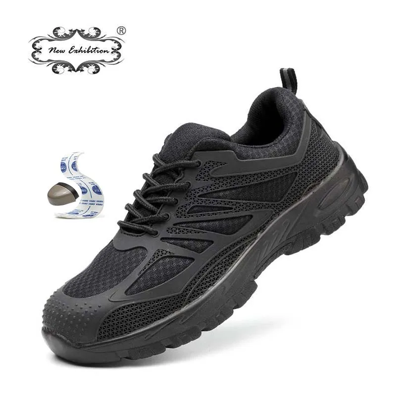 

New exhibition Men Sneaker Steel Toe Work Safety Shoes Outdoor Breathable Black net Anti-piercing Protective Work Boot Anti-slip