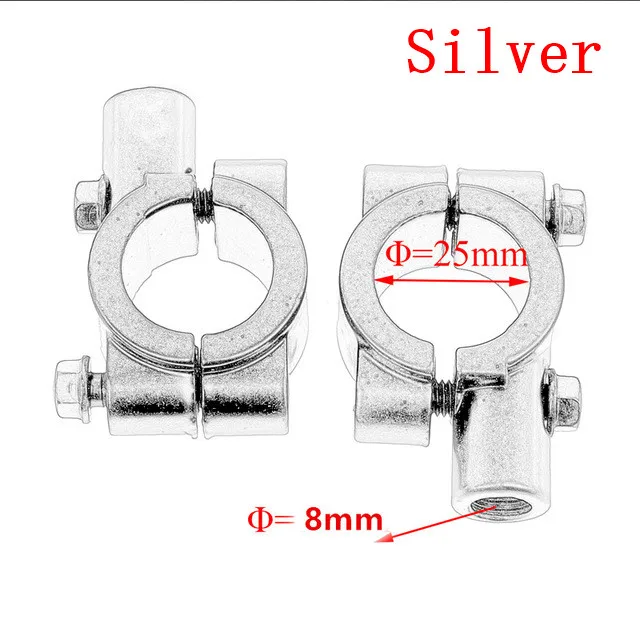 Motorrad Spiegel Halterung Clamp Rückspiegel Halter Adapter Silber Schwarz Metall 22mm 25mm Lenker 10mm 8mm Gewinde 2PCS