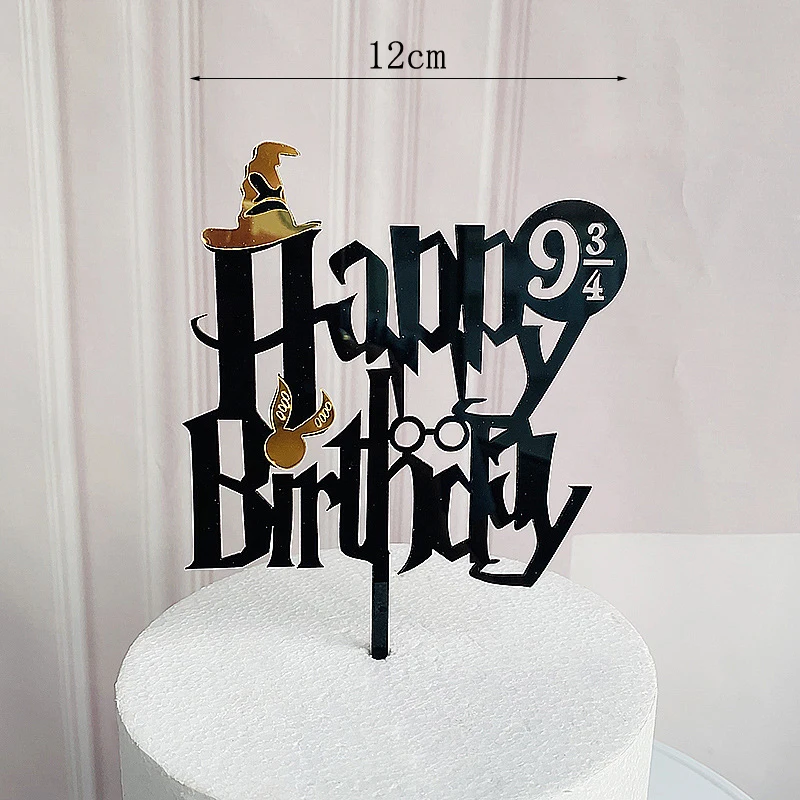 Dunkle Cartoon alles Gute zum Geburtstag Acryl Kuchen Topper süßer Junge Hexe Kuchen Topper für Kinder Geburtstag Party Kuchen Dekorationen Baby Dusche – Detail 10
