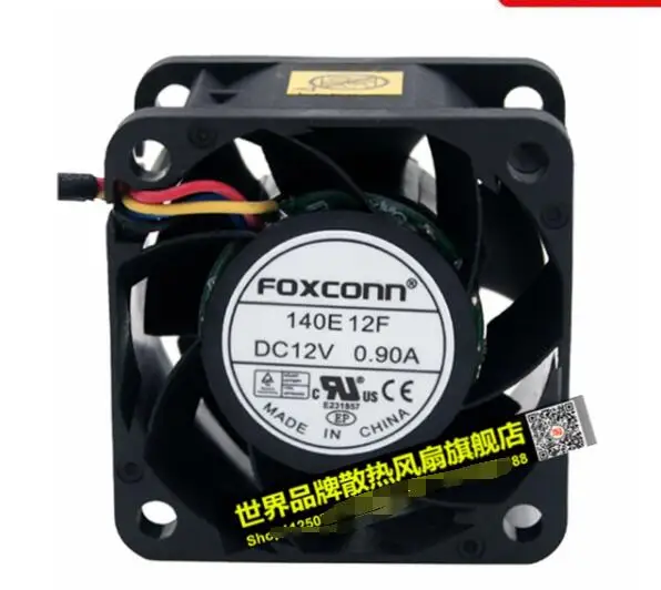 

Foxconn 140E12F DC 12V 0.90A 40x40x28mm 4-wire Server Cooling Fan