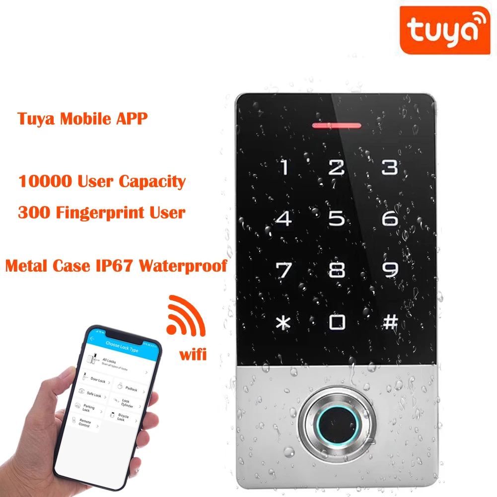 125Khz Rfid Metal Keypad Waterproof Wifi Tuya APP Door Lock Access Control System Keypad Door Entry Access Controller Wiegand