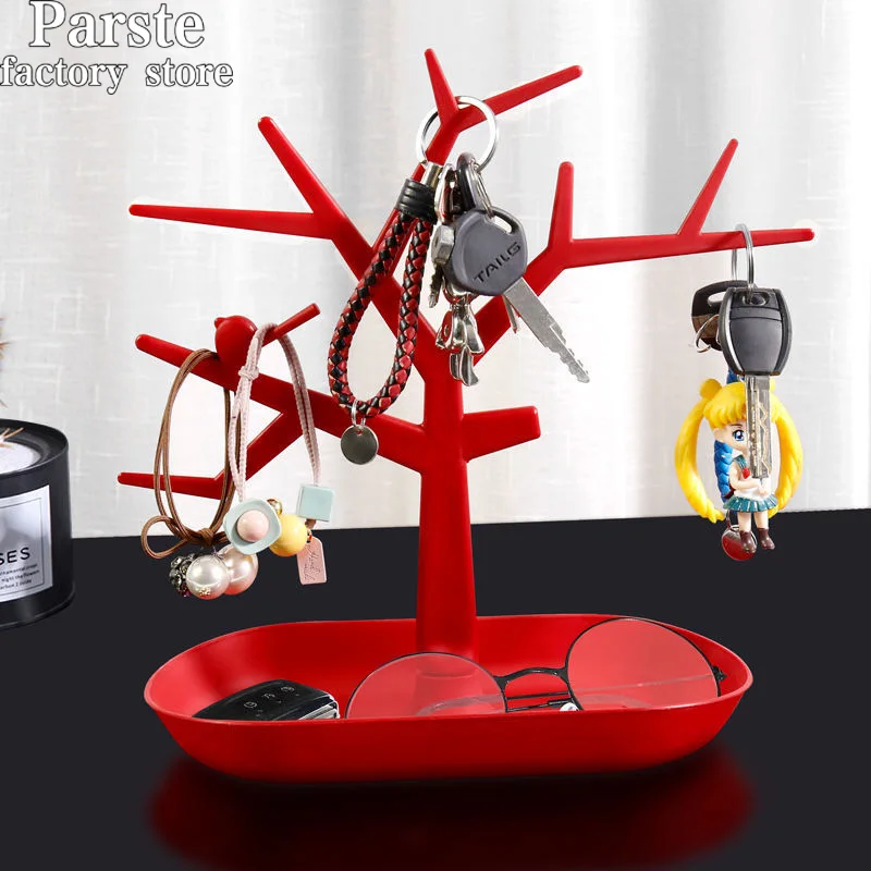 Christmas Tree-Shaped Plastic Key Hook Display Stand Detachable Kitchen Hook Home Decoration Storage Box Simple Style Gift