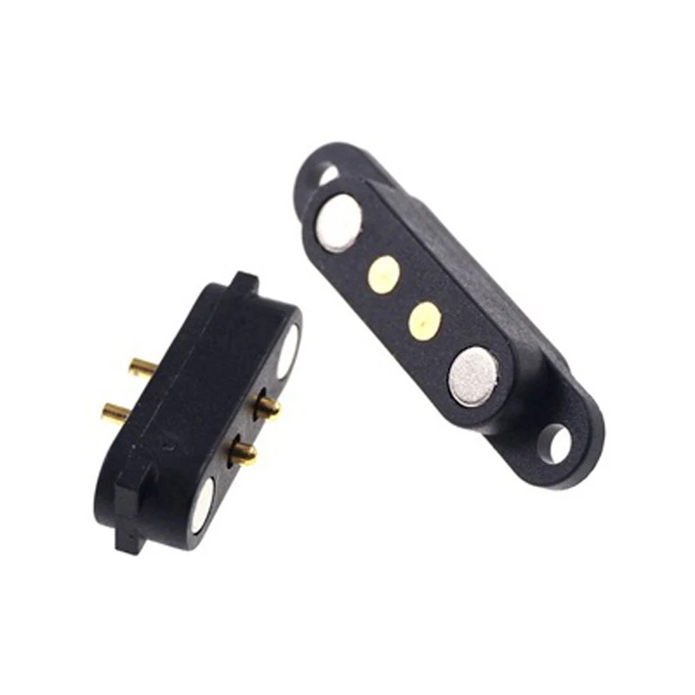1-3 Pair Spring-Loaded Magnetic Pogo Pin Connector 2 Pole Pitch 2.8 MM Through Hole Male Female 2A 36V DC Power Charge Probe