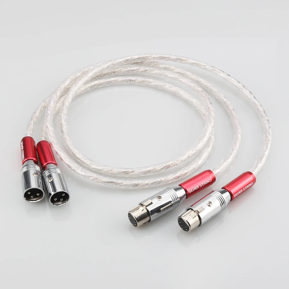 High Quality Pair XLR Interconnect cable 6N Silver Audio Video cable XLR cable with XLR plug cable