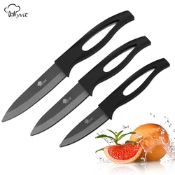 Ensemble de couteaux en céramique, lame noire, manche en plastique avec couvercle pour la cuisson, l'épluchage des fruits, opaque de cuisine, 3 po, 4 po, 5 po, 2023 Nouveau