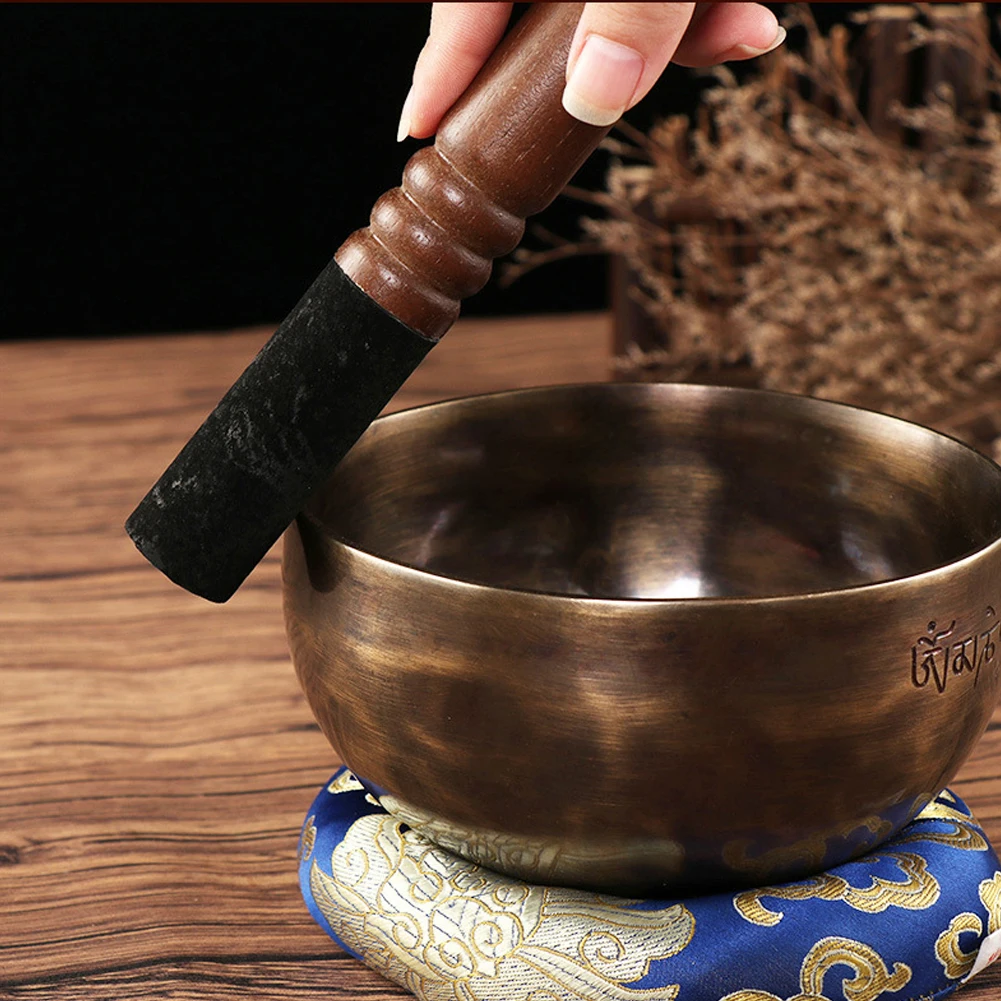 Singing Bowl Wooden Mallet Leather Stick 12/18 Cm Ibetan Buddha Sound Bowl Stick with Leather Head Buddhist Chakra Bowl