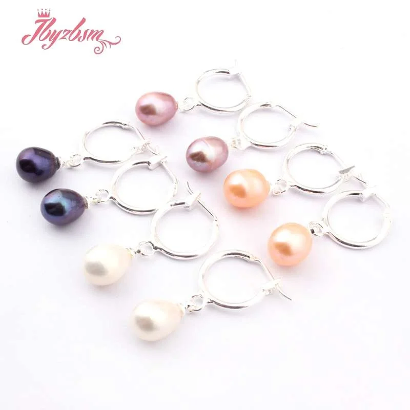 7x8-8-9mm Oval Genuine Freshwater Pearl Beads Natural Stone Beads Fashion Jewelry Earrings For Woman Christmas Gift 1 Pair