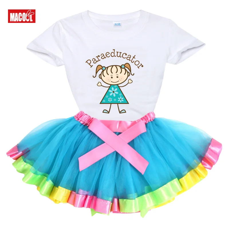 

Girls Fashion Clothes Set Short Sleeve Shirt Short Skirt 2 Piece Suits Cartoon Cute Girl Print Cotton Kids Clothes Dress Sets