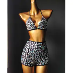 2020 venus vacation diamond bikini set rhinestone swimwear bandage swimsuit sexy women bathing suit push bling stones biquini