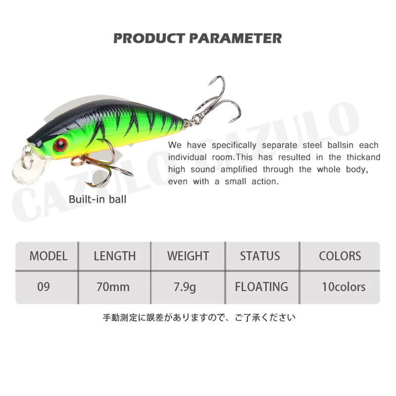 Floating Minnow Fishing Lure Accesorios Isca Artificial Weight 7.9g 70mm Bait 0.5-1.5m Wobblers De Pesca Blackfish Tackle Leurre