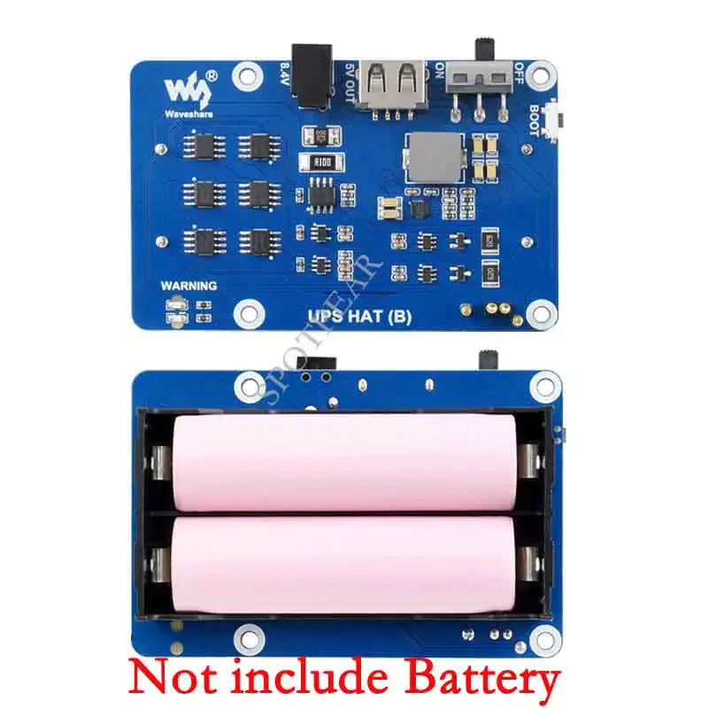 Raspberry Pi Fonte de Alimentação Ininterrupta, UPS, HAT, B, Até 5A Corrente, Pogo Pins Conector, 5V Saída