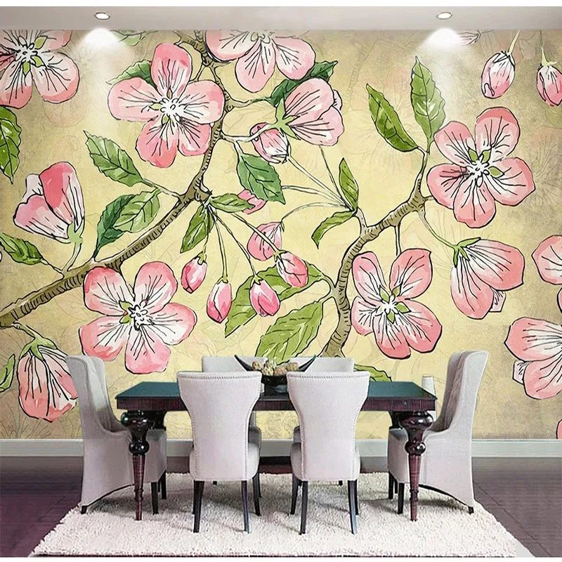 Custom Any Size Mural Wallpaper Modern Hand-Painted Flower Sticker Living Room Bedroom Romantic Home Decor Papel De Parede Art