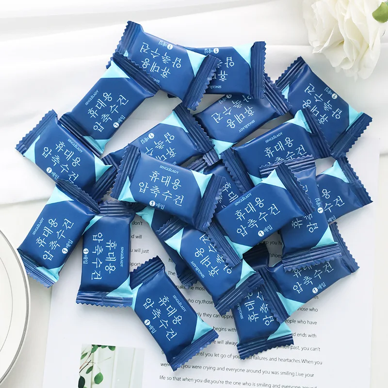 New Cartoon Disposable Compressed Cotton Pad Face Towel Portable Travel Thickened Cleansing Towel Small Square Tissue