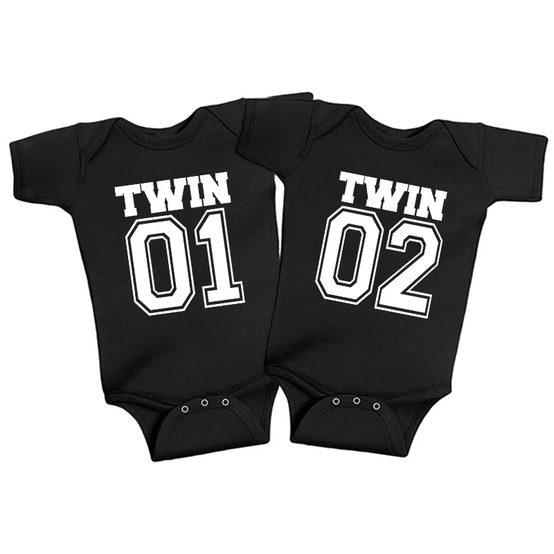 Twin ubrania Twins dopasowanie Body dla dzieci bawełna chłopcy dziewczęta Onesies noworodka Body Romper lato Twins stroje prezent dla bliźniaków