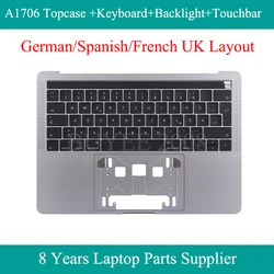 Genuine Laptop A1706 Top Cases For Macbook Pro German Spanish French GE SP FR A1706 Azerty Keyboard Backlight Topcase Touchbar