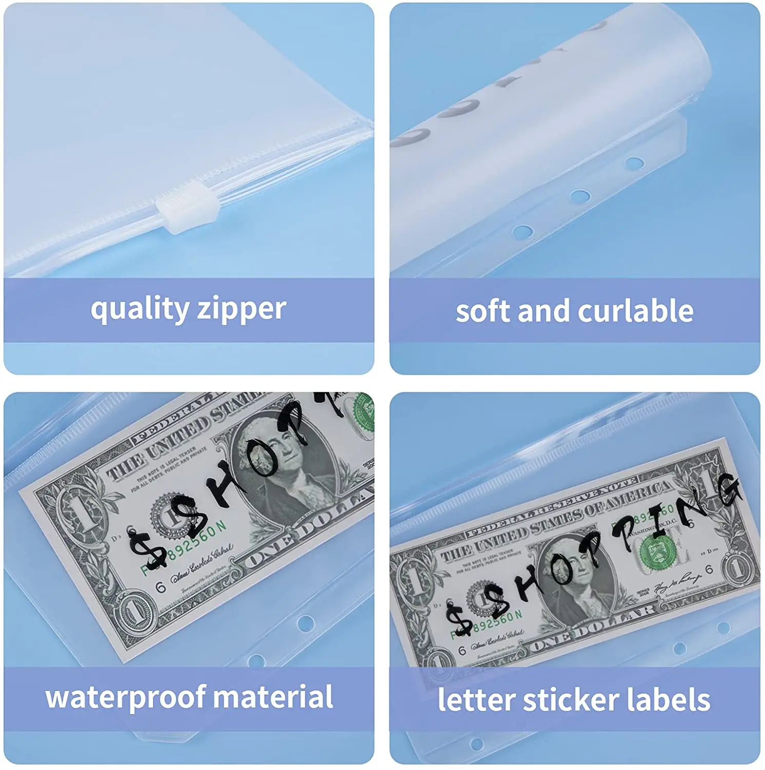 30 Pieces Budget Binder Money Saving Envelopes System, 12Pcs  Zipper Pockets, 12 Expense Budget Sheets,6 Letter Sticker Labels