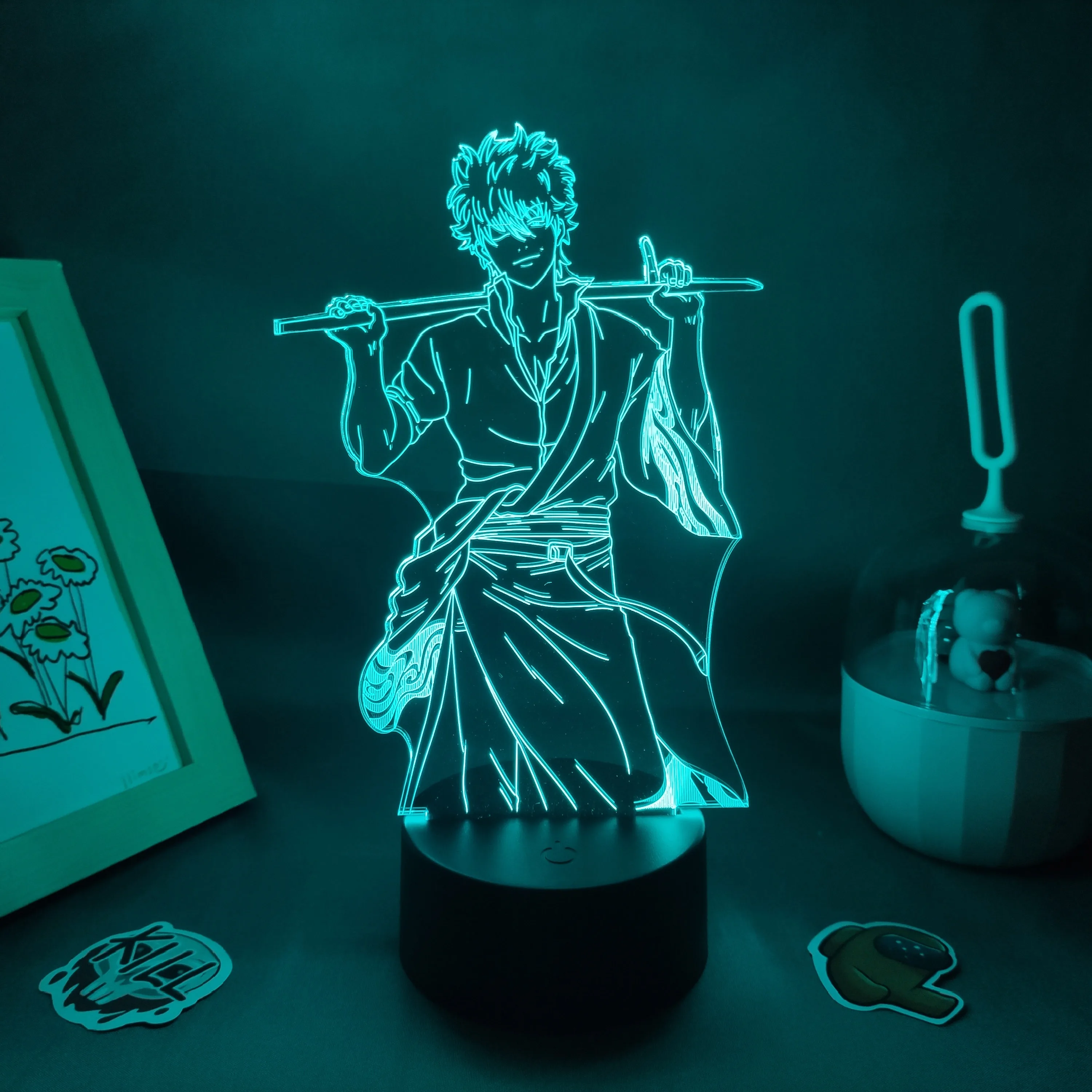 

Anime GINTAMA Figure Sakata Gintoki 3D LED Neon Night Lights Birthday Gift for Friends Otaku Bedroom Table Decor Manga Lava Lamp