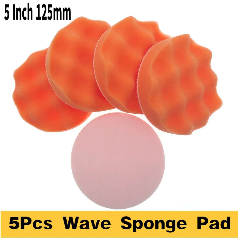 

5"(125mm) 5Pcs/Set Polishing Pads Sponge Polishing Buffing Waxing Pad Kit Tool For Car Polisher Buffer Auto Care Beauty Set