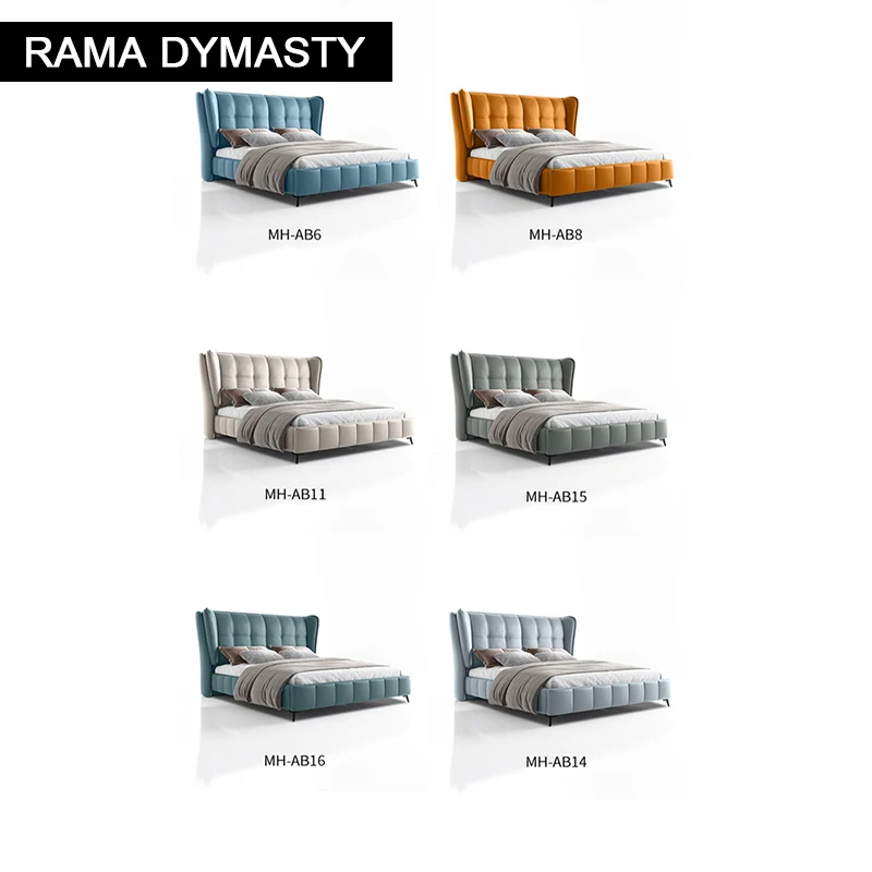 RAMA DYMASTY genuine leather soft bed modern design bed bett, cama fashion king/queen size bedroom furniture