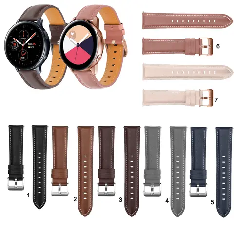 20mm Fashion Leather Watch Band Strap for Samsung Galaxy Watch Active 2 40mm 44mm/ Watch 4 5 6 7 Wrist Elegant Bracele